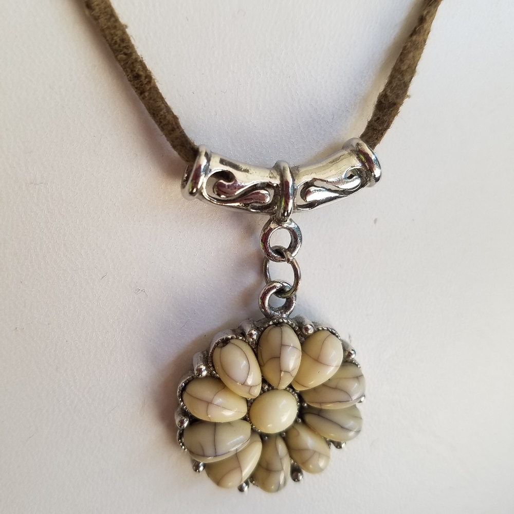 Flower Pendant on Cord Chain